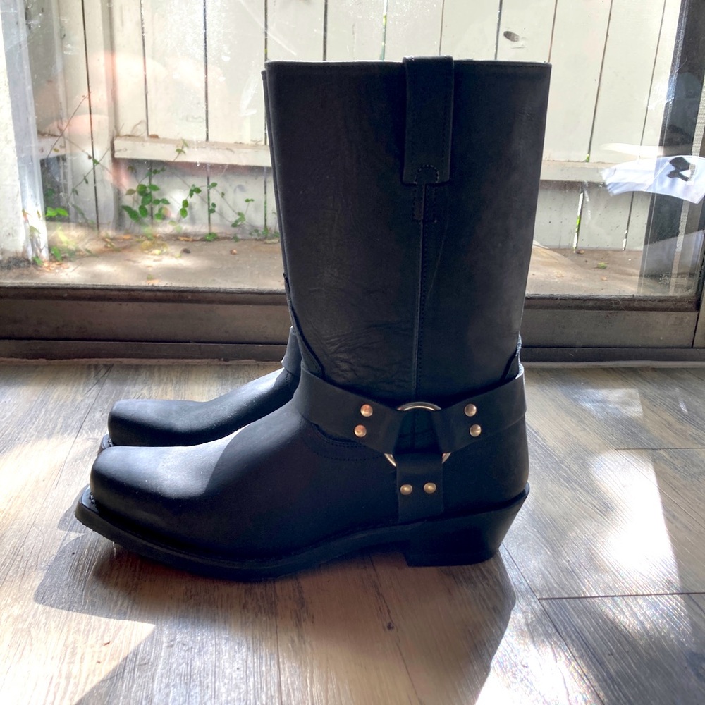 Old West Black Harness Boots - 8.5 W